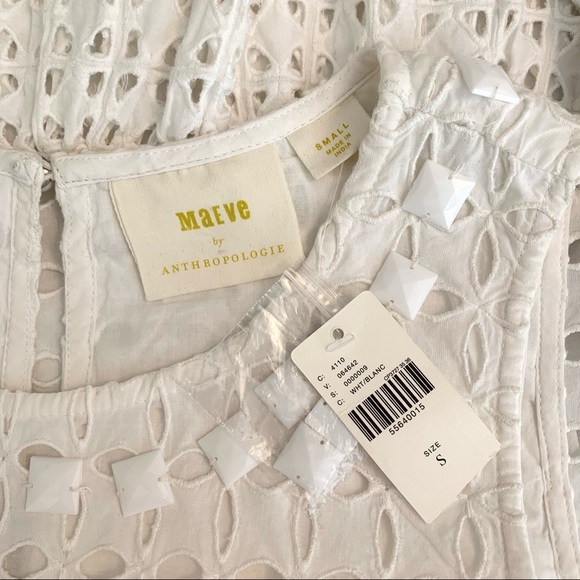NWT Anthropologie Monika Beaded Eyelet Blouse - Picture 7 of 11